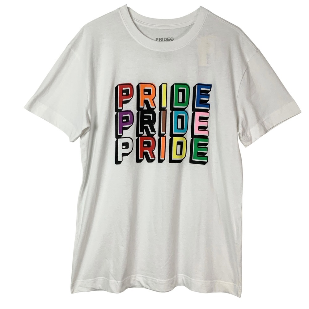 Target Pride White Graphic T-Shirt Medium Pullover Crew Neck Short Sleeve Pride